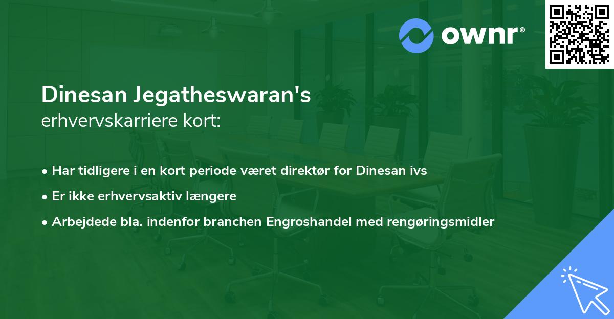 Dinesan Jegatheswaran's erhvervskarriere kort