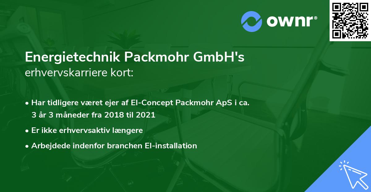 Energietechnik Packmohr GmbH's erhvervskarriere kort