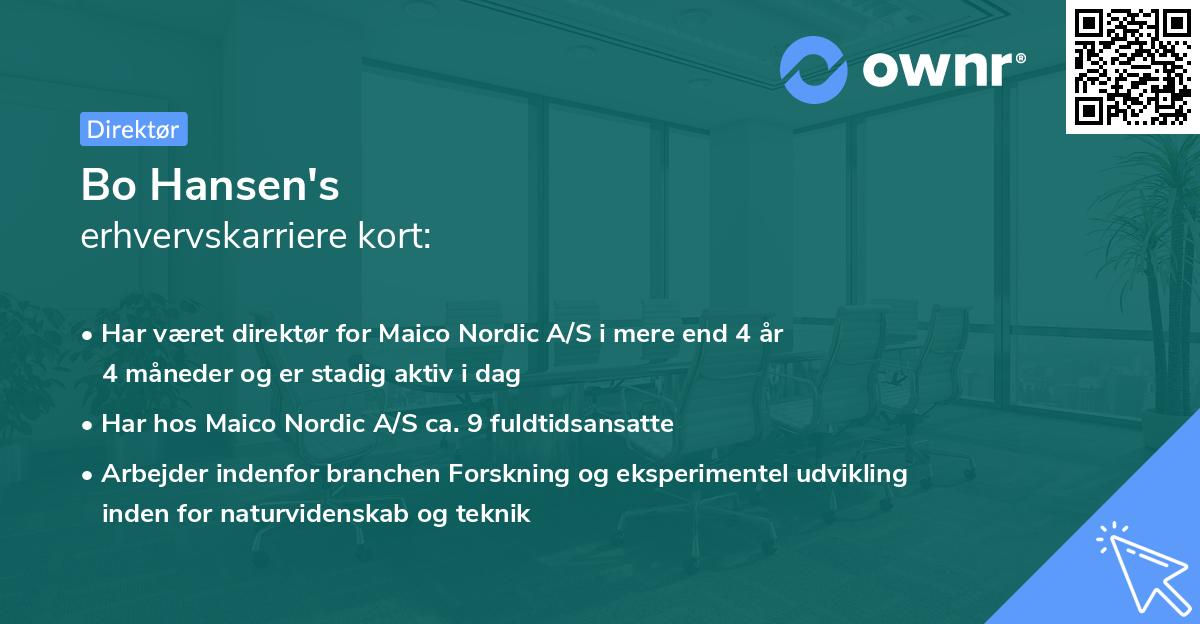Bo Hansen's erhvervskarriere kort