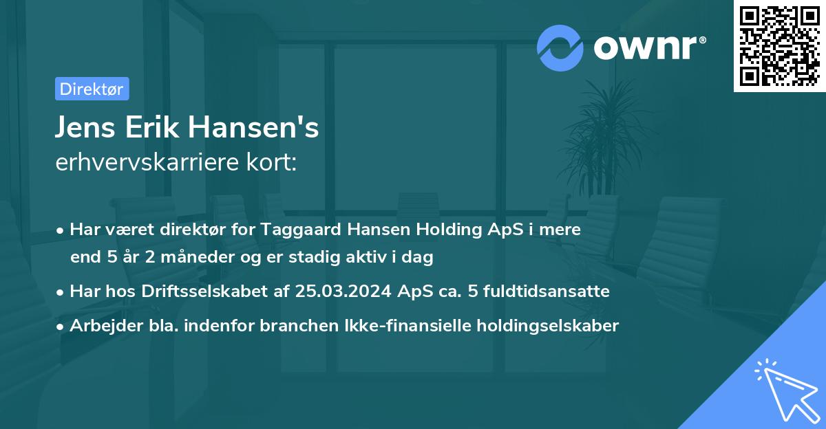 Jens Erik Hansen's erhvervskarriere kort