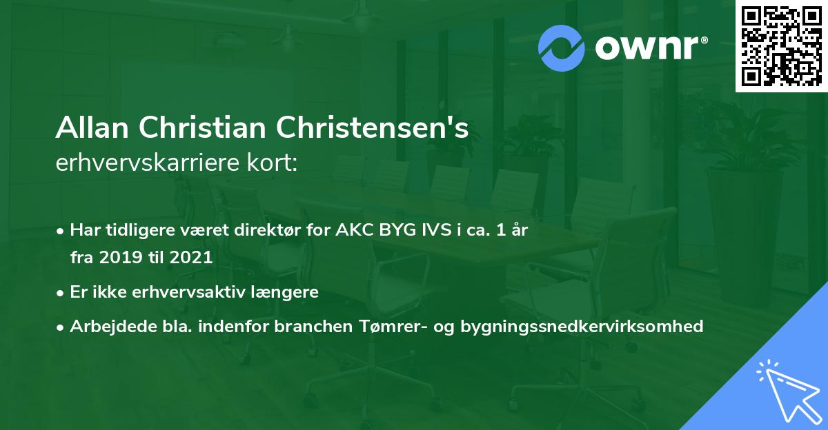 Allan Christian Christensen's erhvervskarriere kort