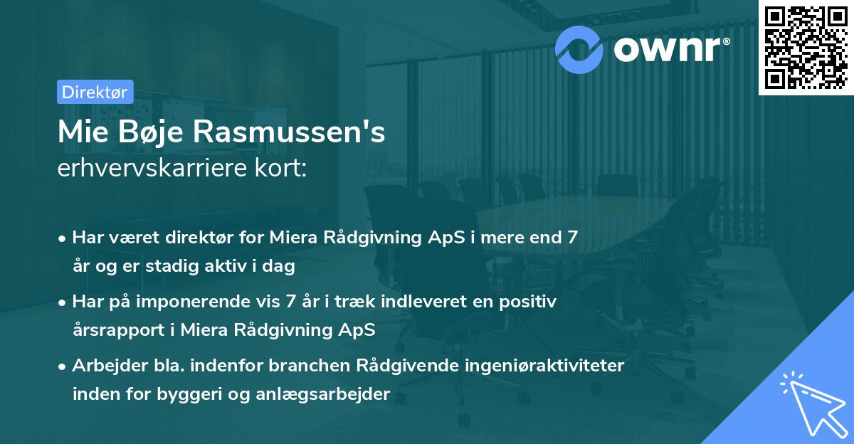 Mie Bøje Rasmussen's erhvervskarriere kort