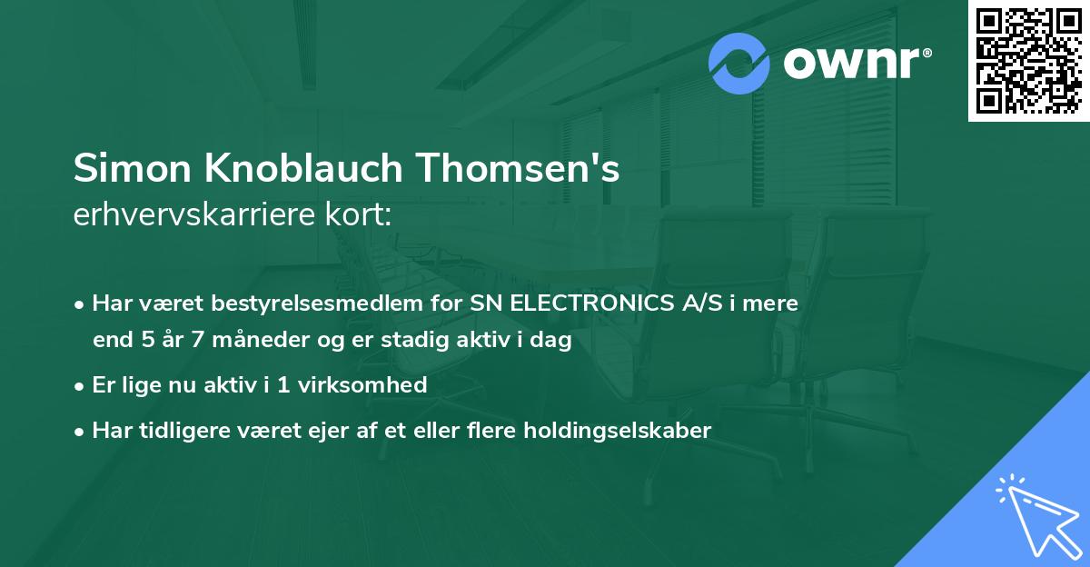 Simon Knoblauch Thomsen's erhvervskarriere kort