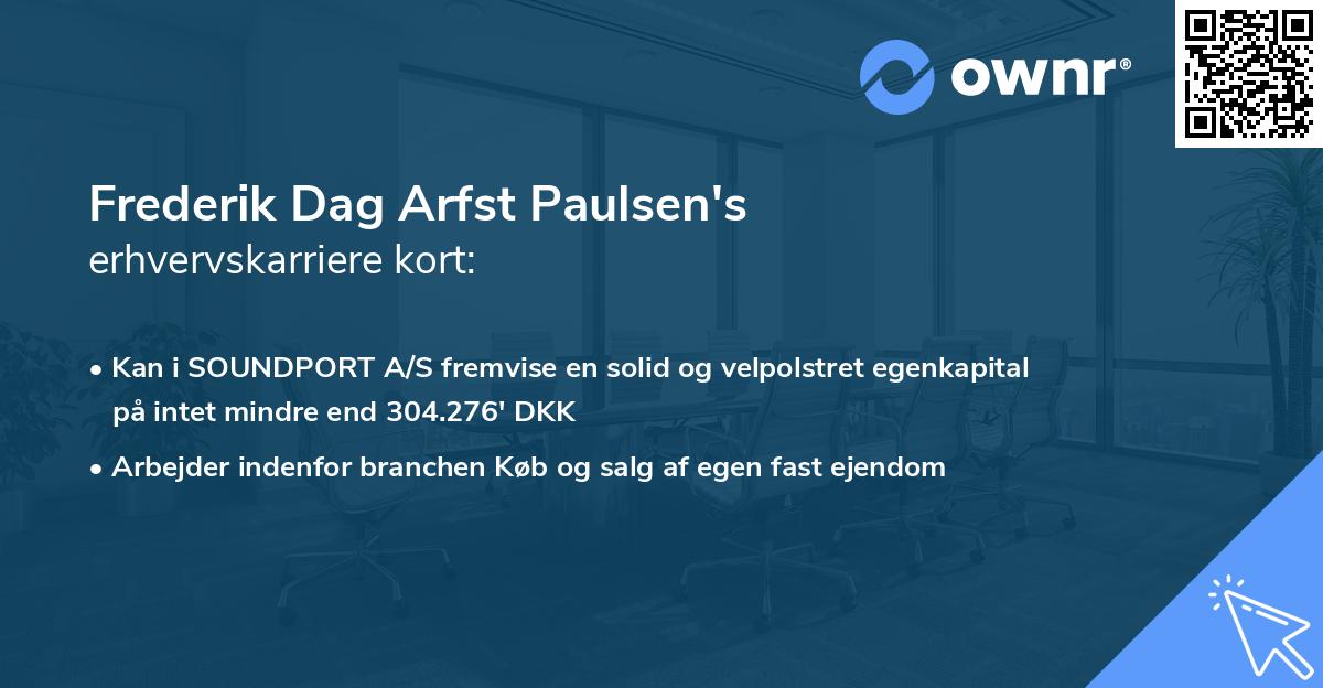 Frederik Dag Arfst Paulsen's erhvervskarriere kort