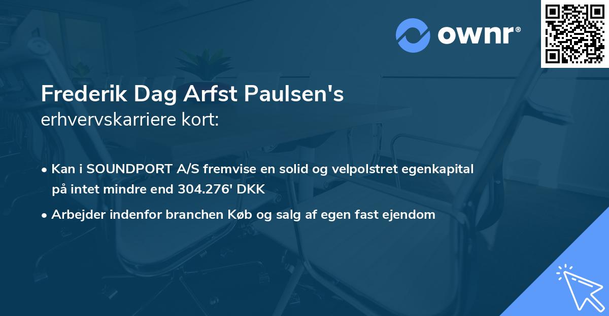 Frederik Dag Arfst Paulsen's erhvervskarriere kort