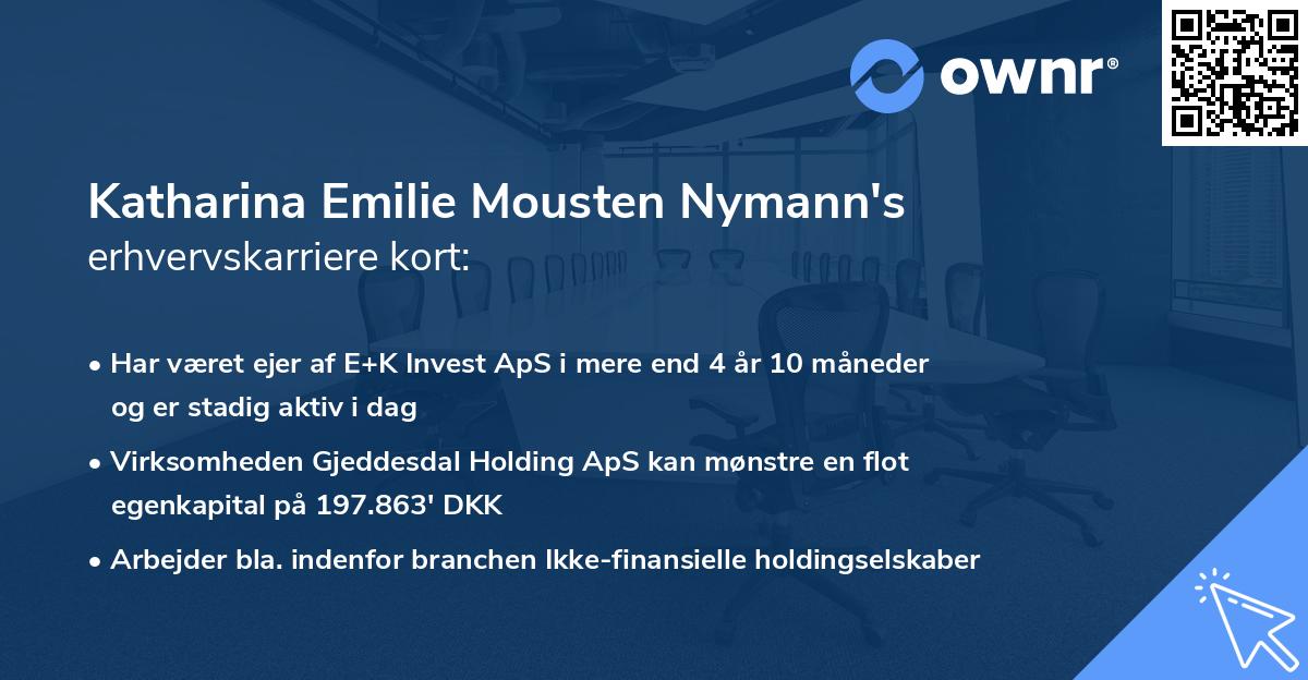 Katharina Emilie Mousten Nymann's erhvervskarriere kort