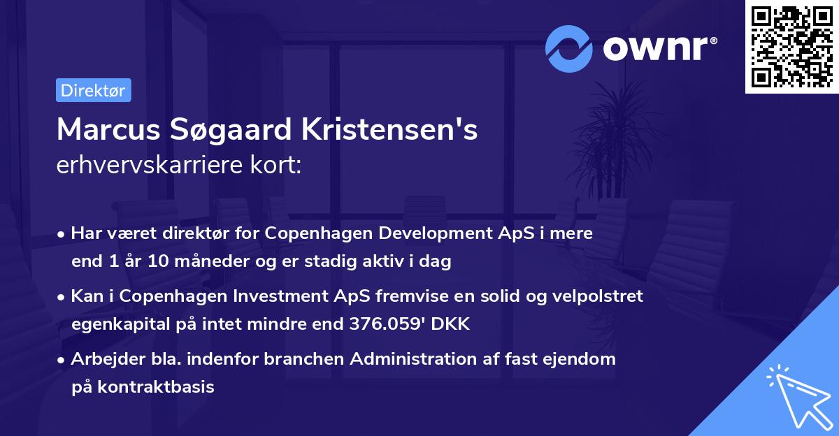 Marcus Søgaard Kristensen's erhvervskarriere kort