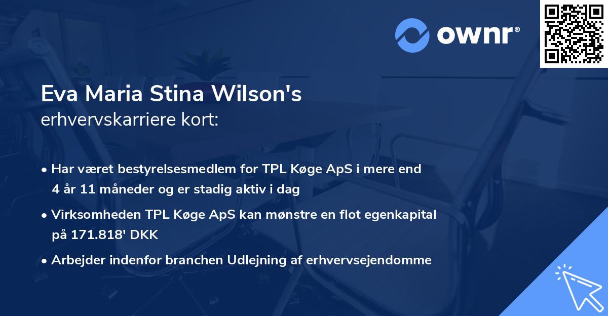 Eva Maria Stina Wilson's erhvervskarriere kort