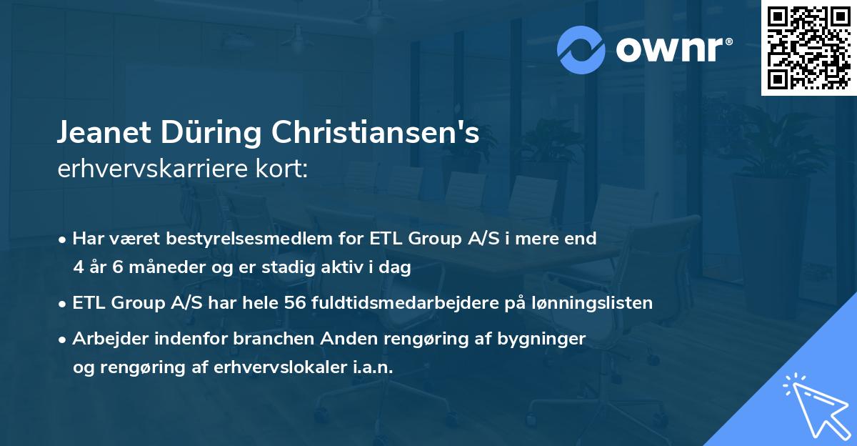 Jeanet Düring Christiansen's erhvervskarriere kort