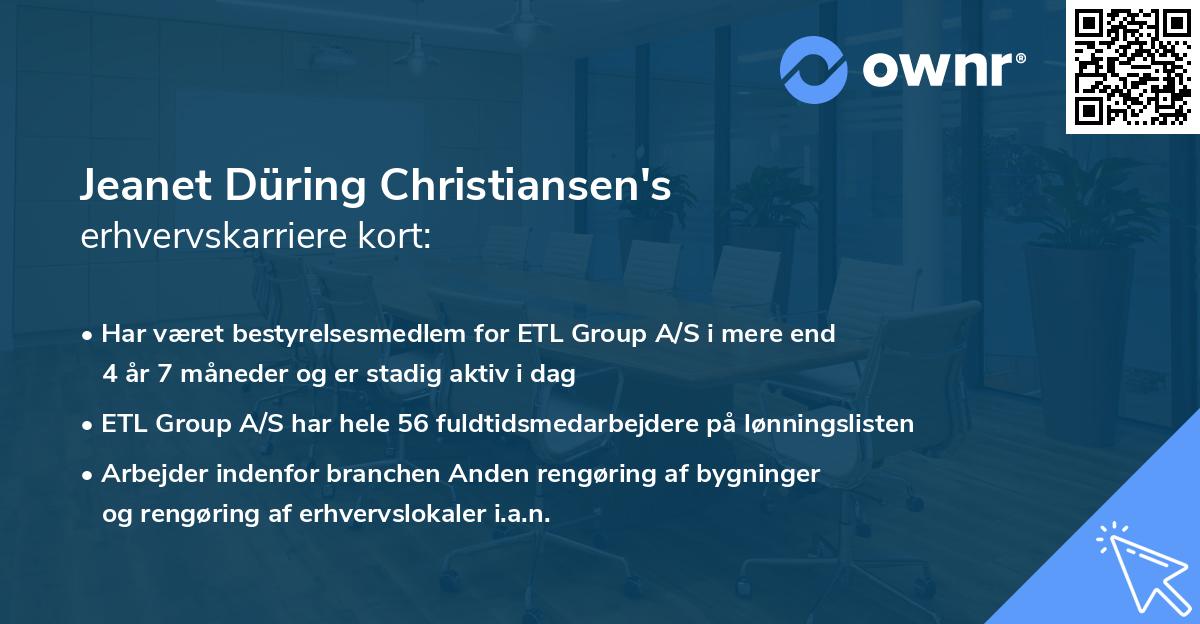 Jeanet Düring Christiansen's erhvervskarriere kort