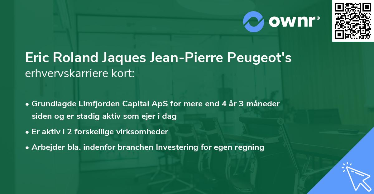 Eric Roland Jaques Jean-Pierre Peugeot's erhvervskarriere kort