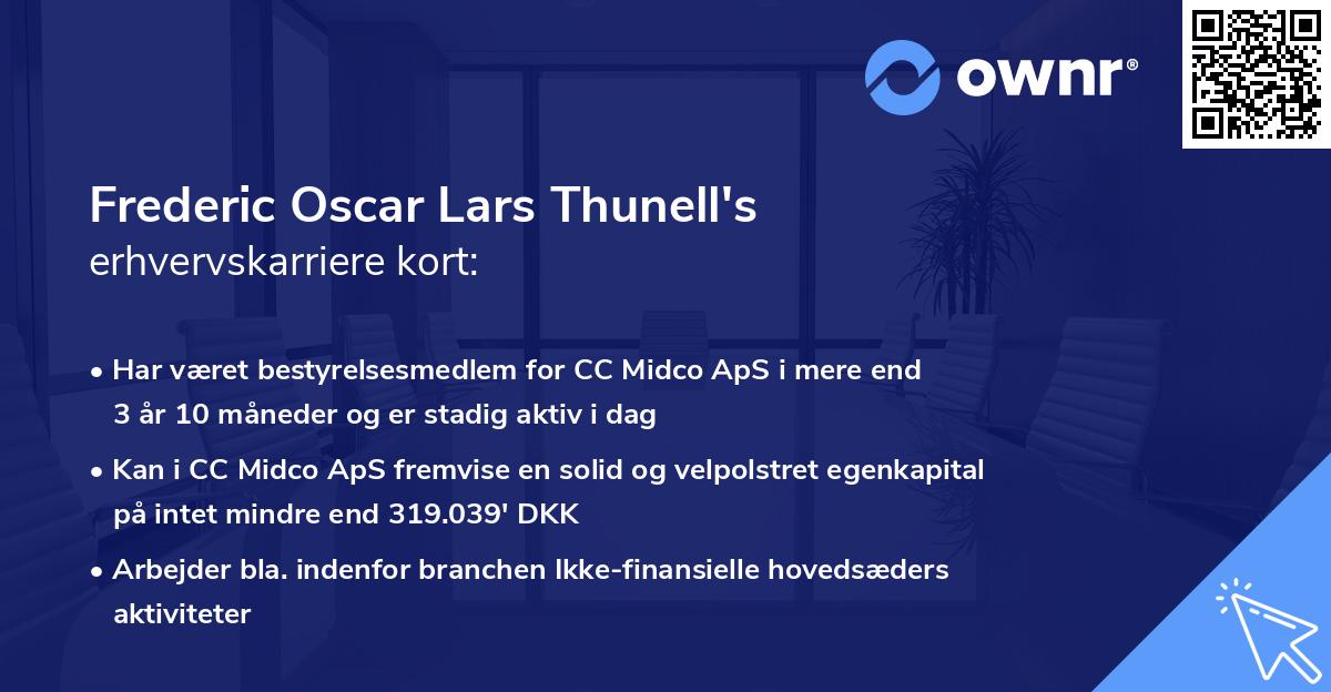 Frederic Oscar Lars Thunell's erhvervskarriere kort