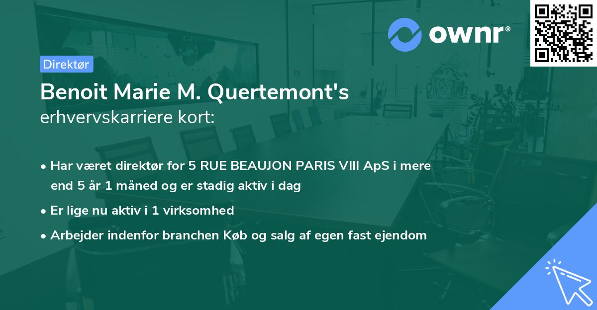 Benoit Marie M. Quertemont's erhvervskarriere kort