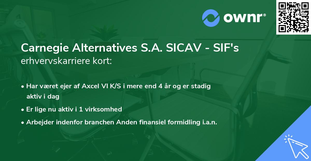 Carnegie Alternatives S.A. SICAV - SIF's erhvervskarriere kort