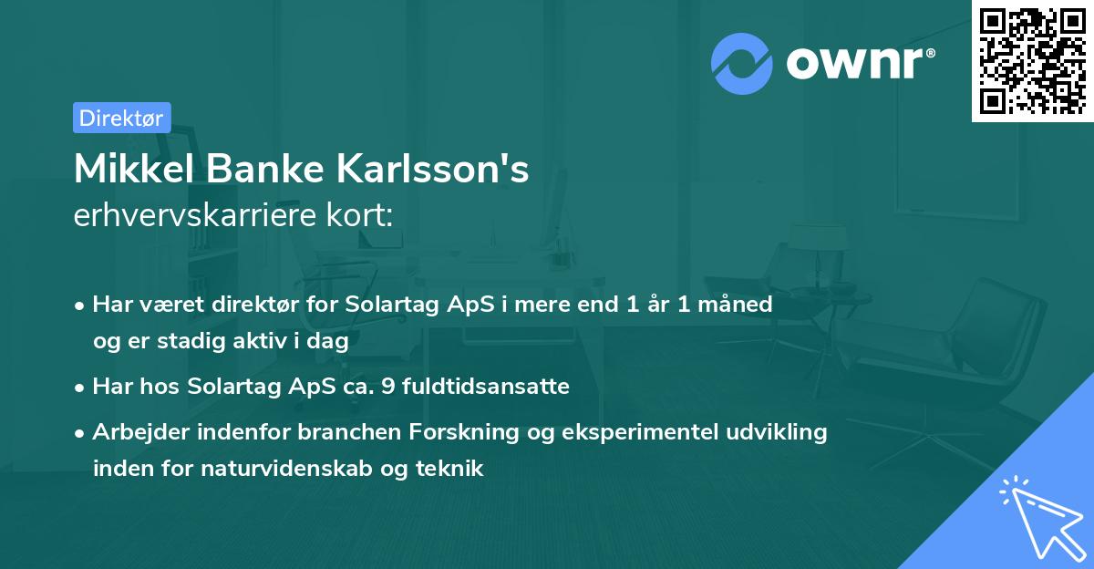 Mikkel Banke Karlsson's erhvervskarriere kort