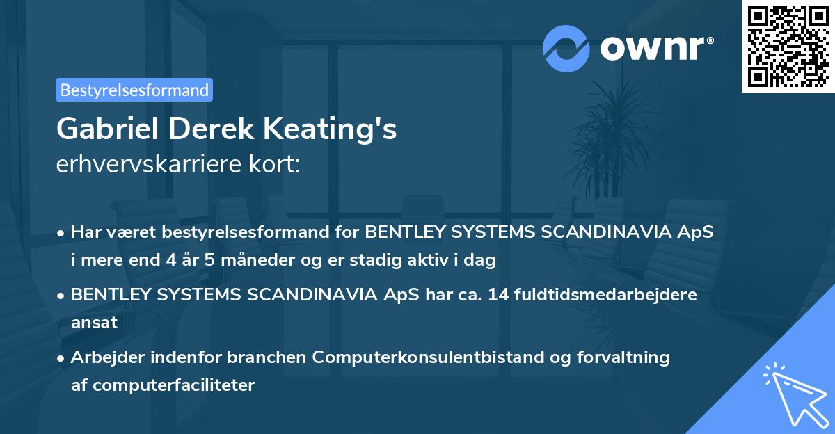 Gabriel Derek Keating's erhvervskarriere kort