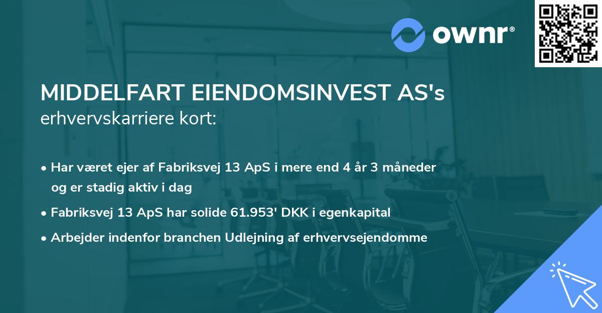 MIDDELFART EIENDOMSINVEST AS's erhvervskarriere kort