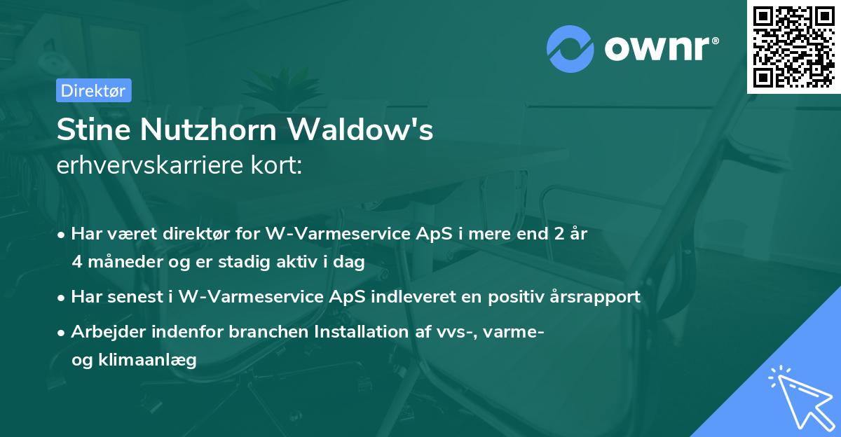 Stine Nutzhorn Waldow's erhvervskarriere kort