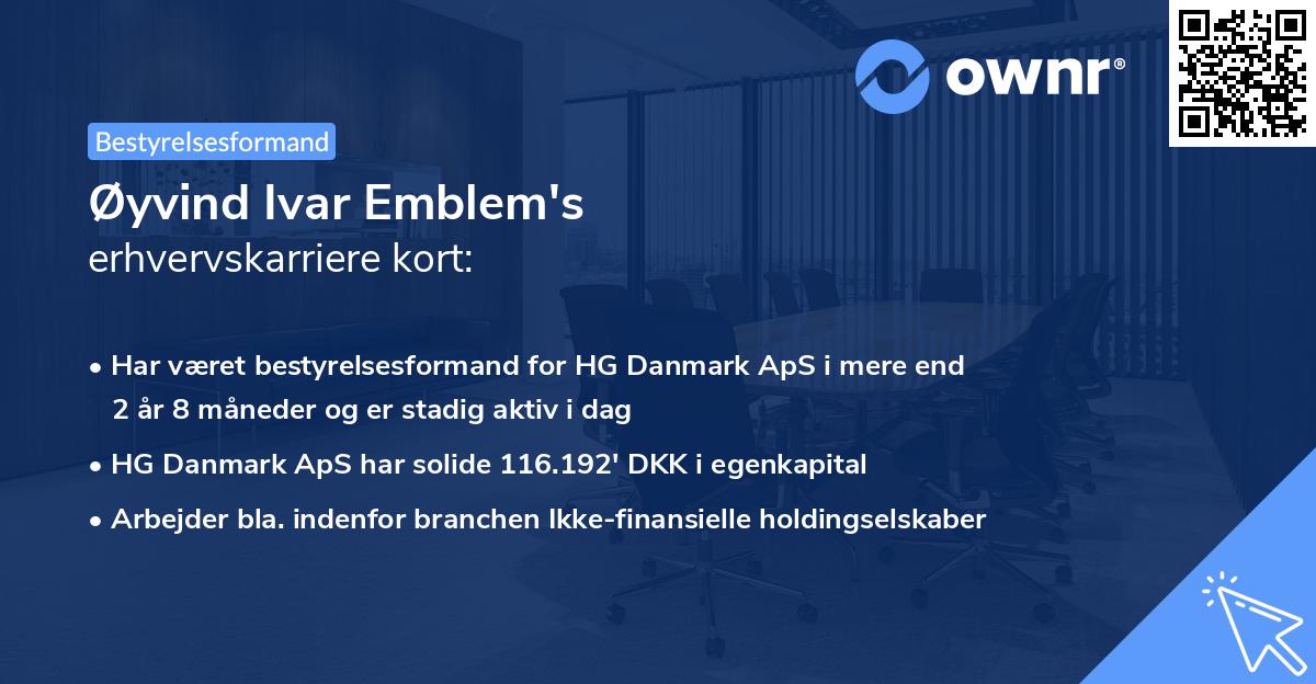 Øyvind Ivar Emblem's erhvervskarriere kort