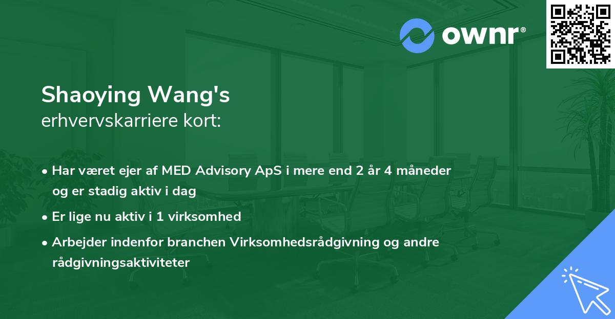 Shaoying Wang's erhvervskarriere kort