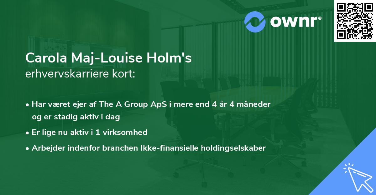Carola Maj-Louise Holm's erhvervskarriere kort