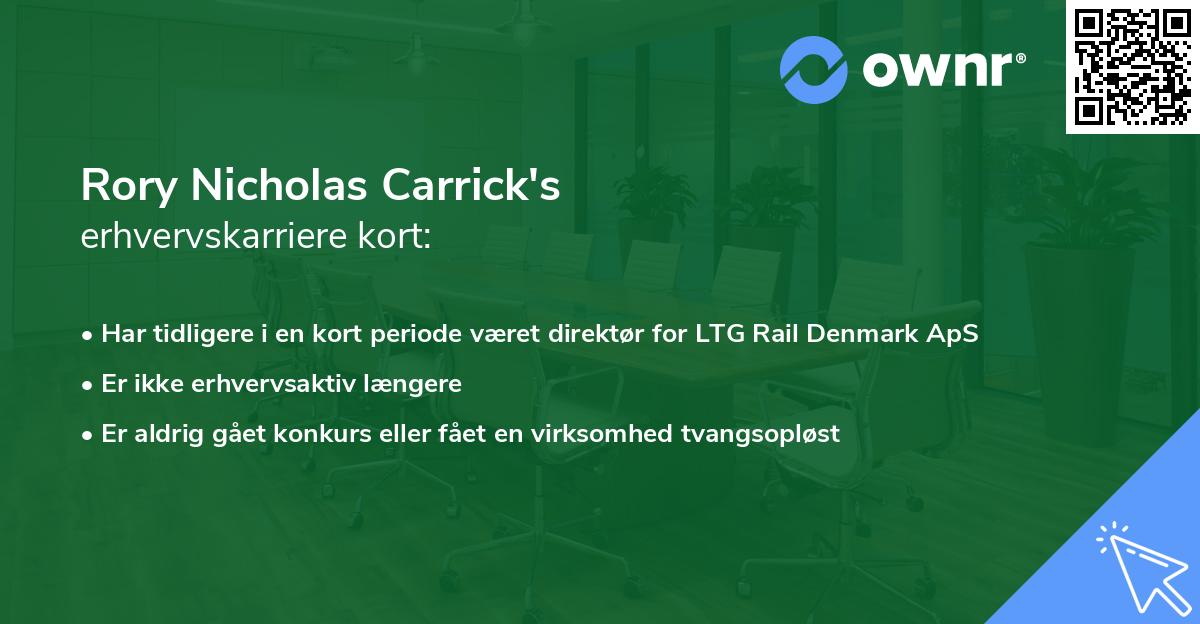 Rory Nicholas Carrick's erhvervskarriere kort