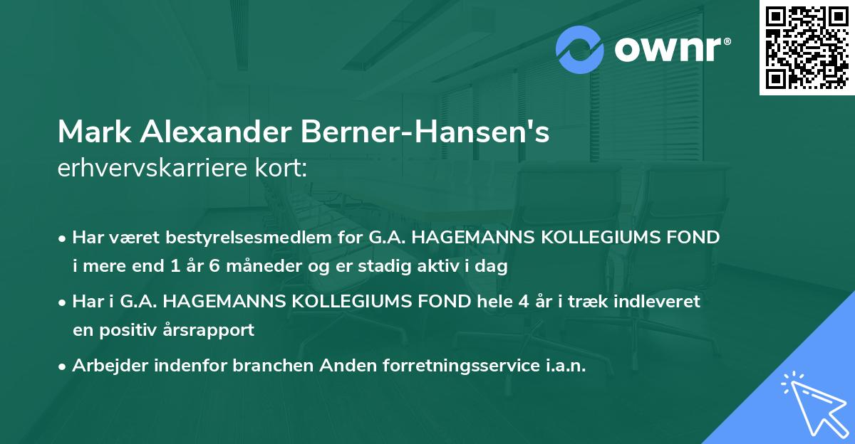 Mark Alexander Berner-Hansen's erhvervskarriere kort