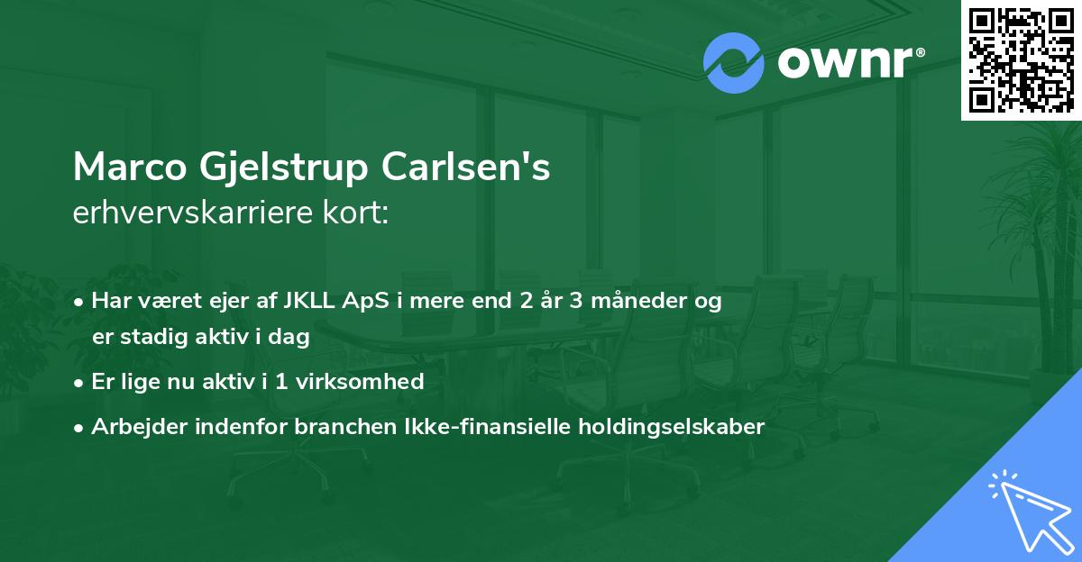 Marco Gjelstrup Carlsen's erhvervskarriere kort