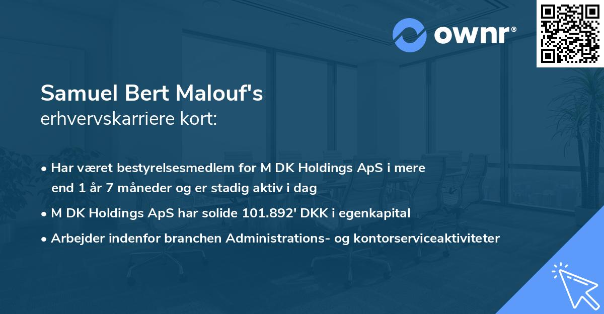 Samuel Bert Malouf's erhvervskarriere kort