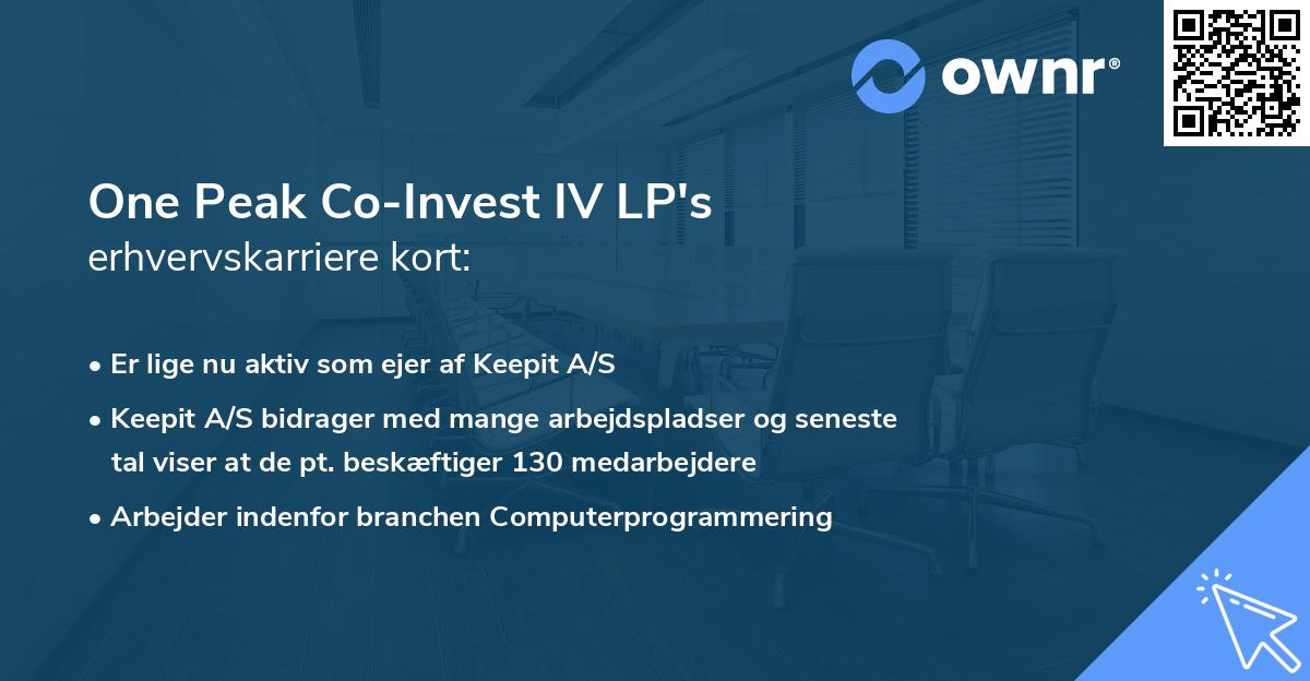 One Peak Co-Invest IV LP's erhvervskarriere kort