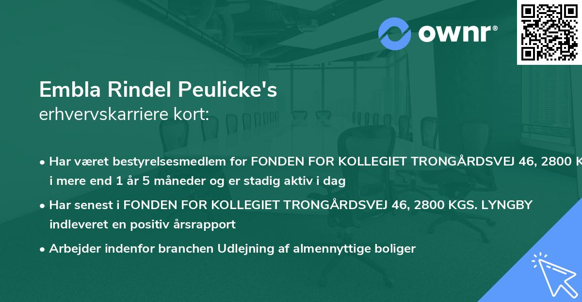 Embla Rindel Peulicke's erhvervskarriere kort