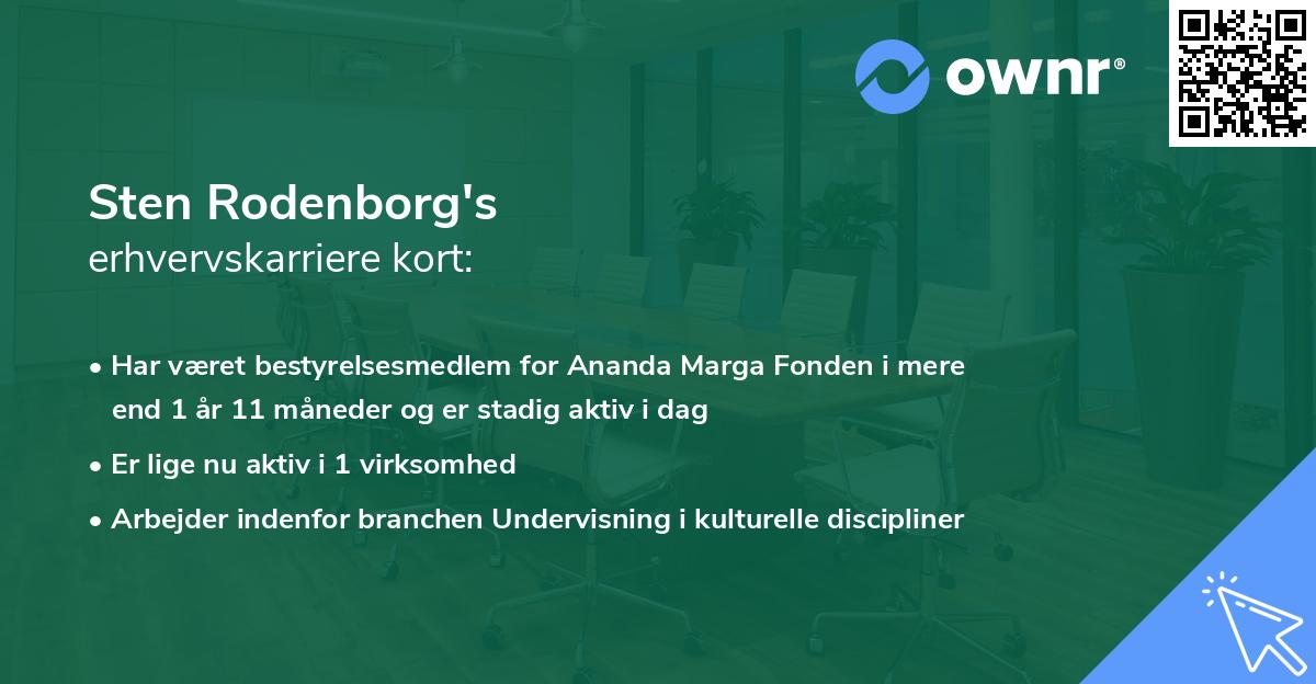 Sten Rodenborg's erhvervskarriere kort