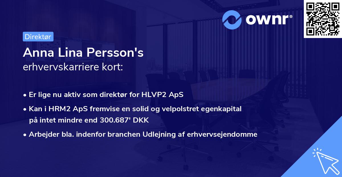 Anna Lina Persson's erhvervskarriere kort