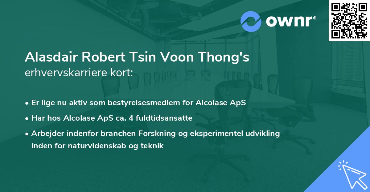 Alasdair Robert Tsin Voon Thong's erhvervskarriere kort