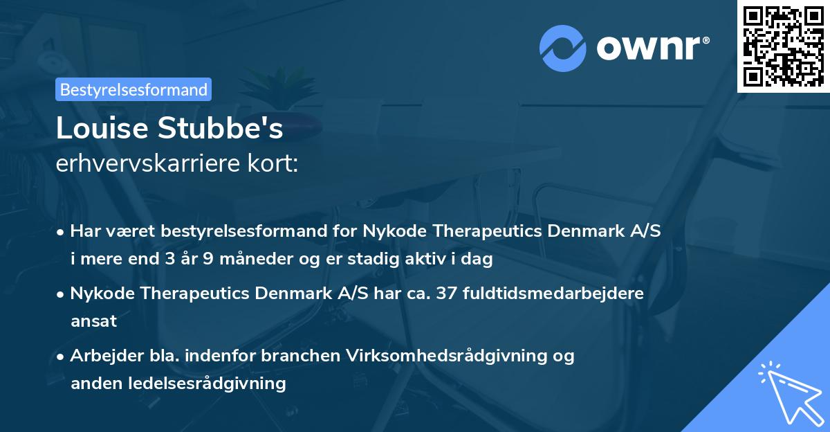 Louise Stubbe's erhvervskarriere kort