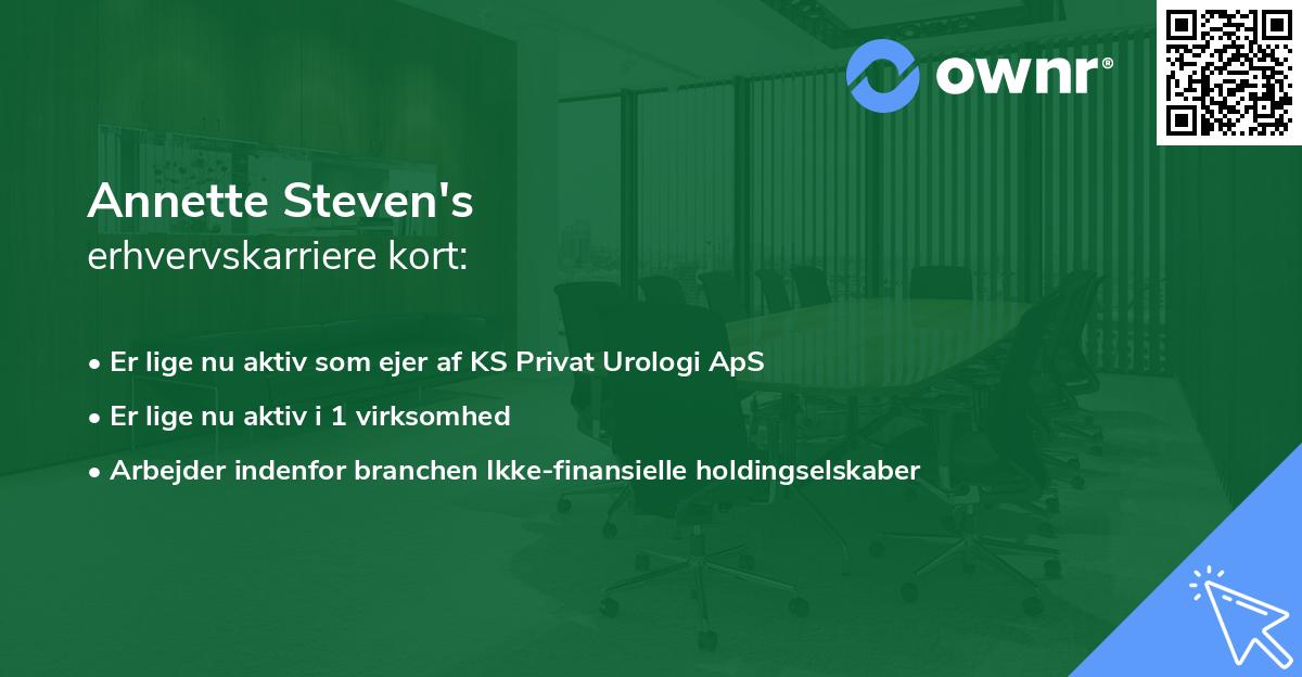 Annette Steven's erhvervskarriere kort