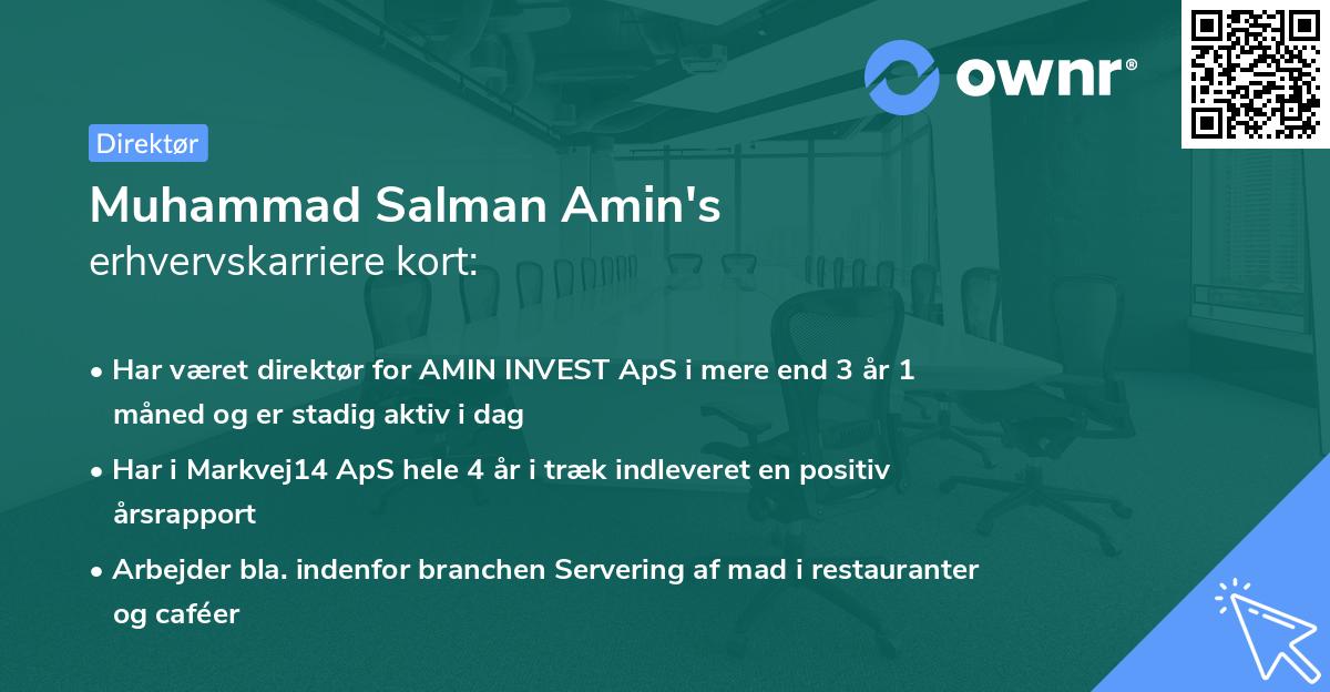 Muhammad Salman Amin's erhvervskarriere kort