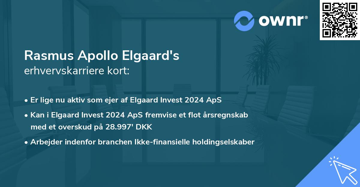 Rasmus Apollo Elgaard's erhvervskarriere kort